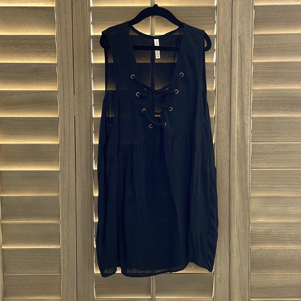 Black sheer oversized tank